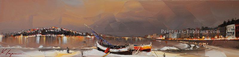 bateau sur la plage Kal Gajoum texturé Peintures à l'huile